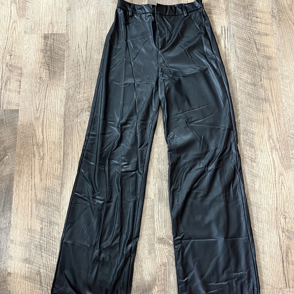 Zara wide leg faux leather pants